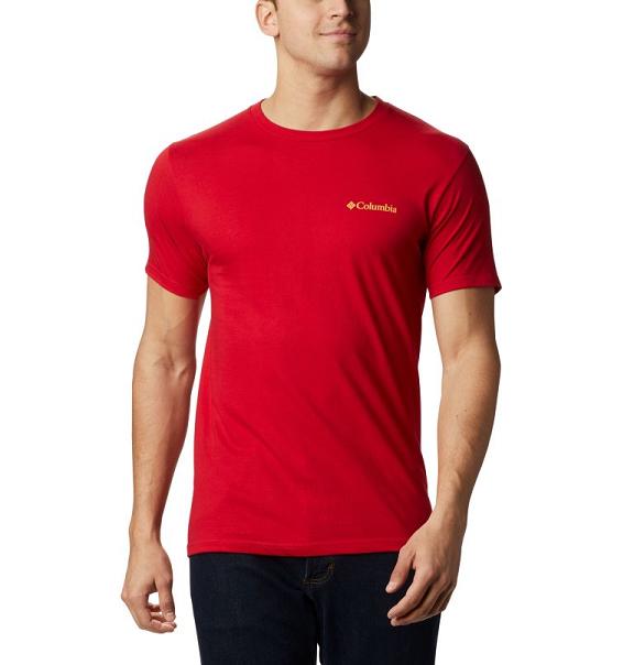 Columbia PFG T-Shirt Red For Men's NZ47193 New Zealand